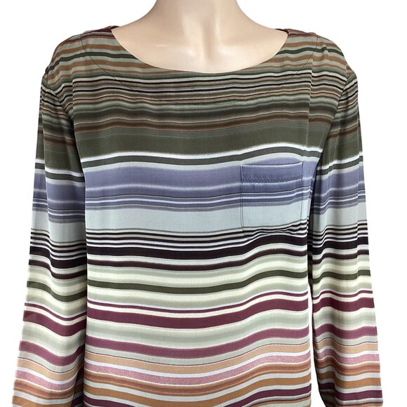Michael Stars Top Size Medium Multicolored Striped Silk Long Sleeve Blouse - Picture 4 of 8